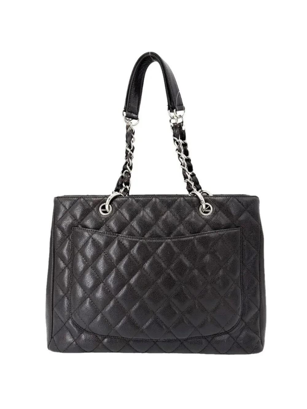Chanel Handbag Grand Shopping Tote GST Quilted Chain CC Logo Shoulder Caviar